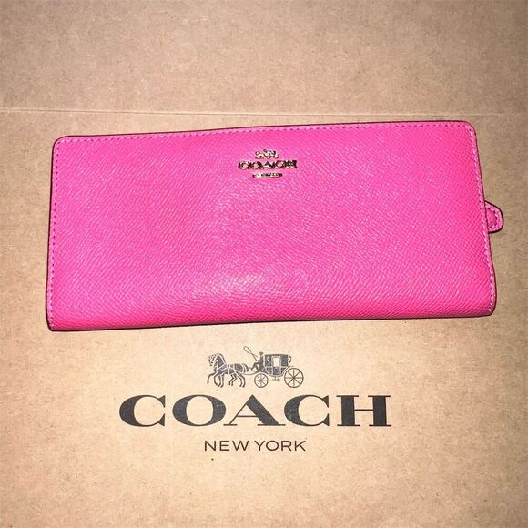 COACH Handbags - COACH Slim Wallet Pink w Gold Hardware PreLoved Excellent Condition AUTHENTIC